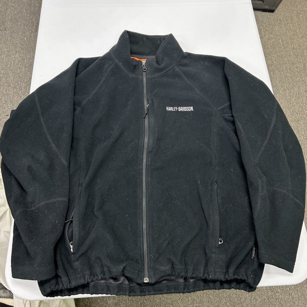 Harley Davidson Fleece Jacket Mens XL Black Full Zip Mock Neck 98309-05VM